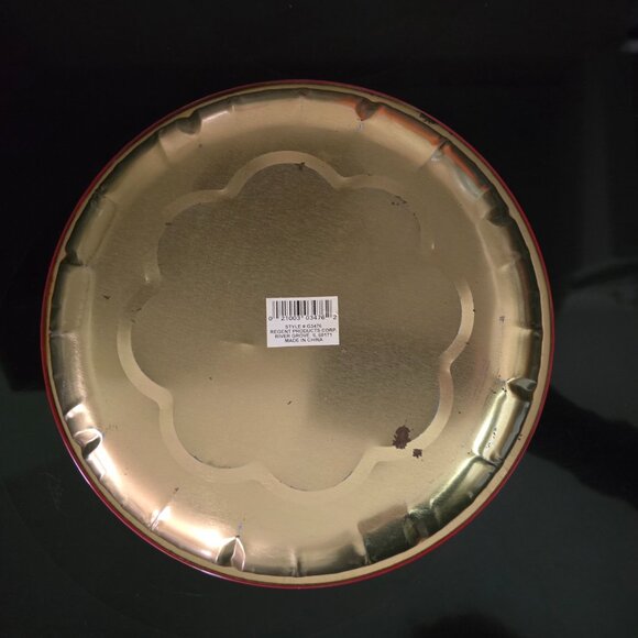 Vintage 10" Tin/Metal Christmas Cookie/Serving Tray Old World Santa Tree/Gifts - Picture 4 of 5